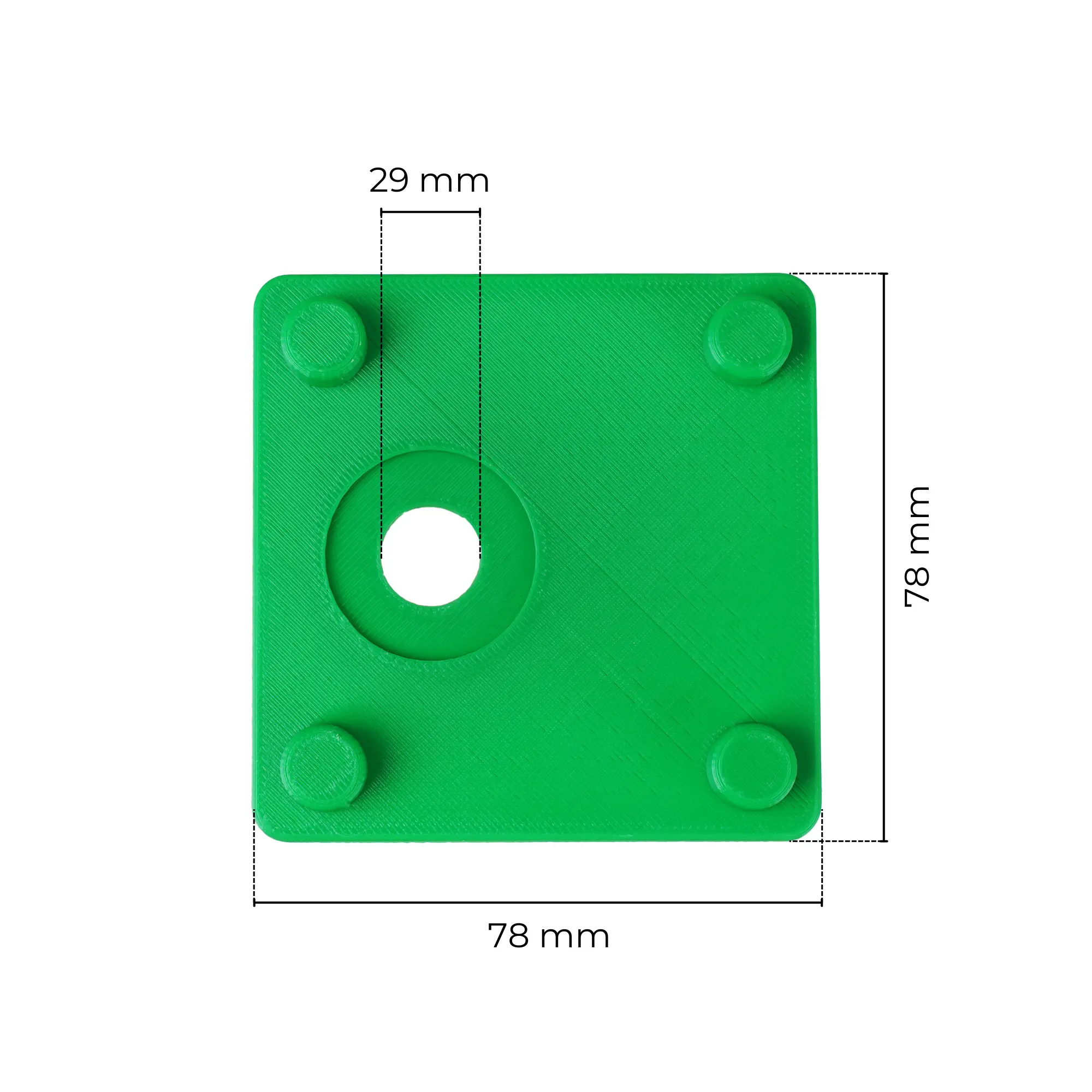 Rysunek techniczny z wymiarami z góry - plastikowy łącznik do mat Connect
