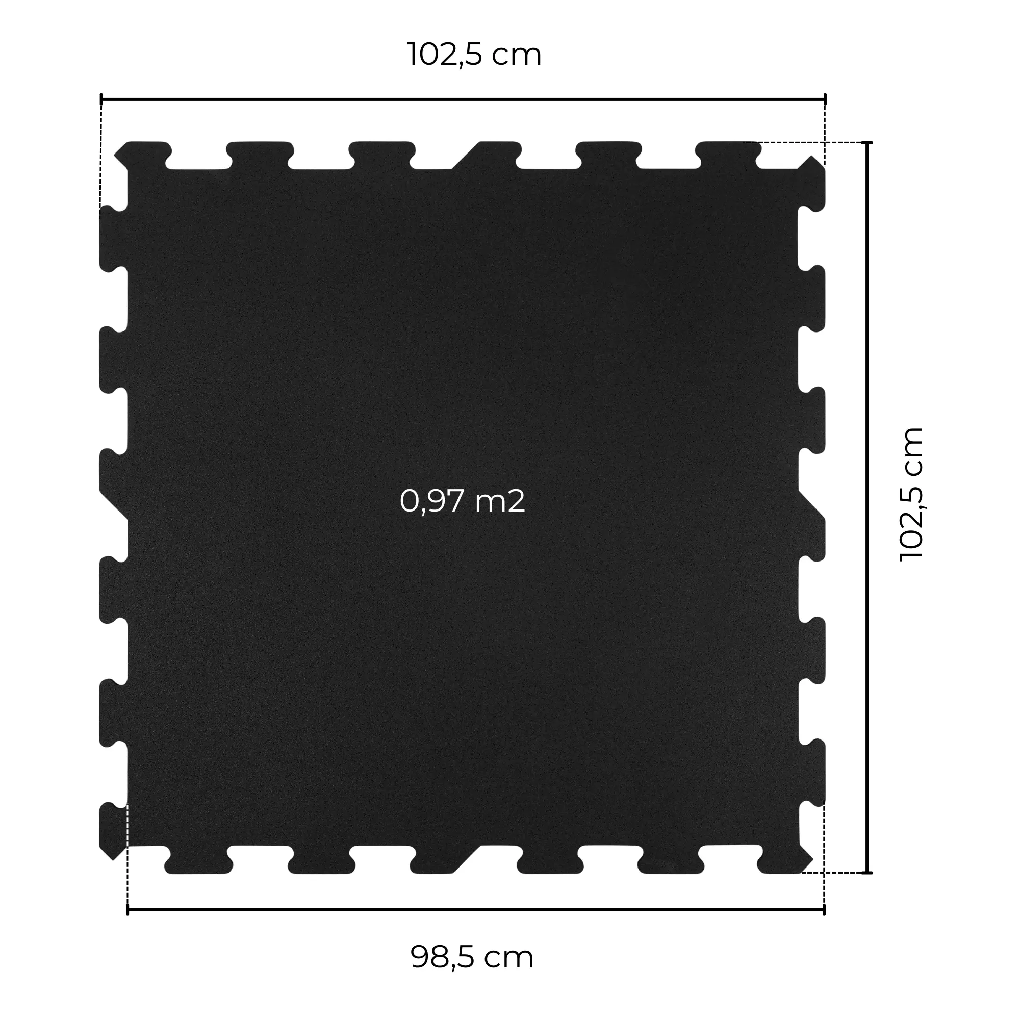 Rysunek techniczny maty puzzle PRO Slim 102x102 cm