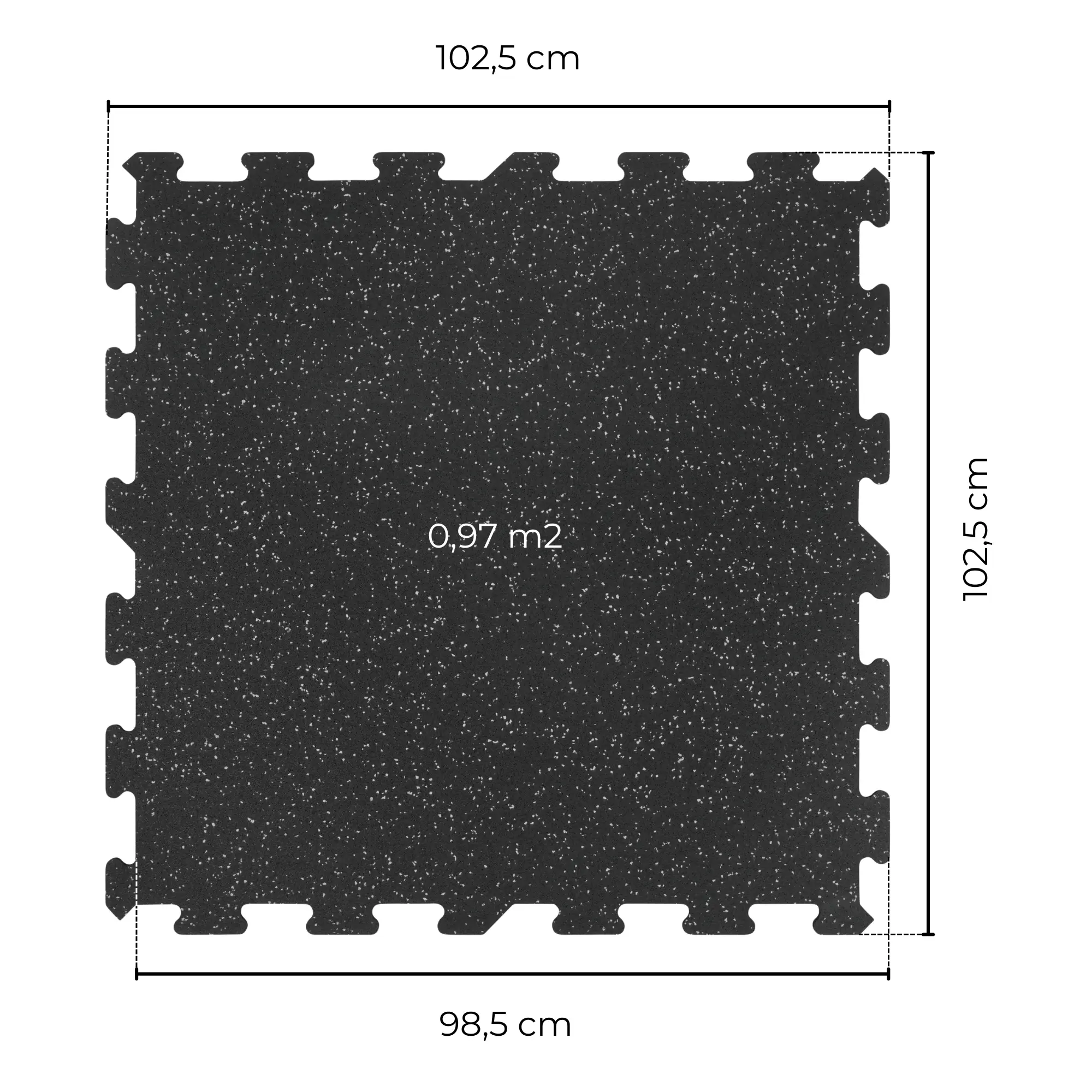 Rysunek techniczny maty puzzle PRO Slim Mosaic 102x102 cm
