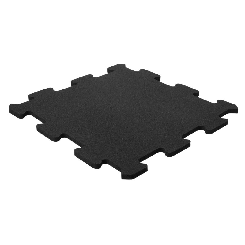 Mata gumowa puzzle PRO Slim 8mm - rzut izometryczny Czarna mata pod sprzęt fitness puzzle PRO Slim 8mm 50x50 cm w rzucie izometrycznym