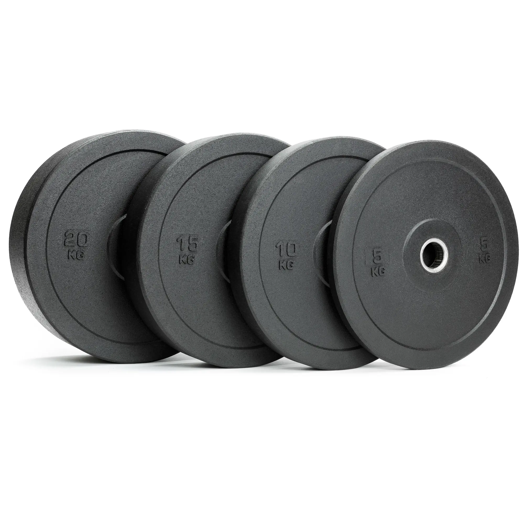 Porównanie obciążeń olimpijskich Bumper Essential w rzucie izometrycznym