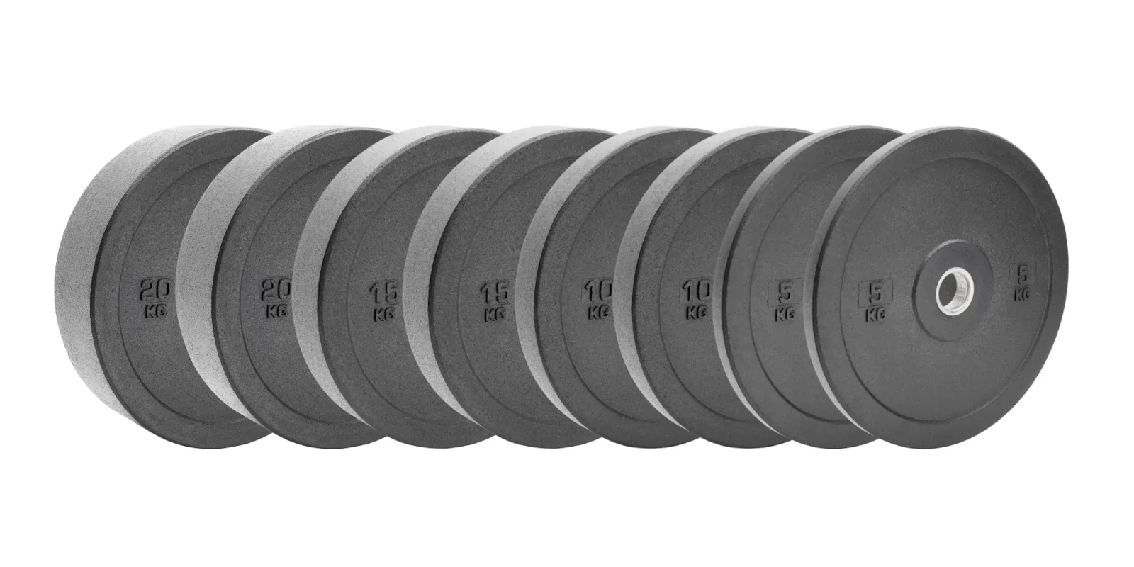 Zestaw obciążeń olimpijskich Bumper Essential 100kg - widok poziomy zestawu